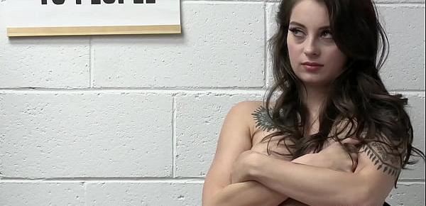  Pretty brunette shoplifter teen Maddy was trying to steal a dildo